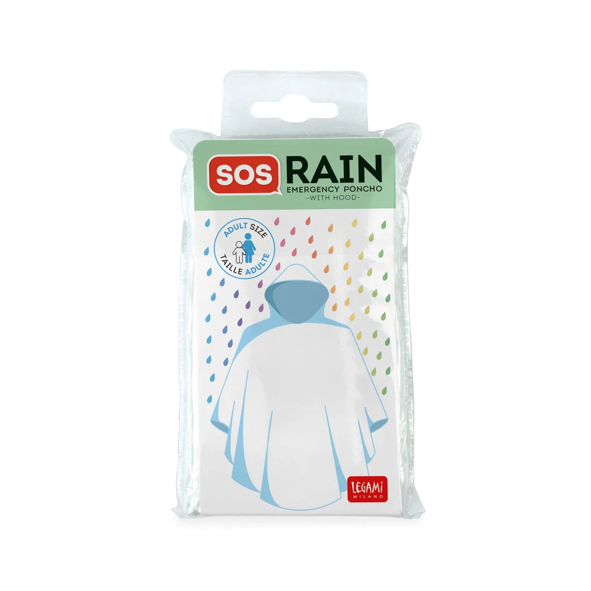 Poncho impermeable para adultos – SOS Rain – Legami Milano Les Trouvailles de Tolède
