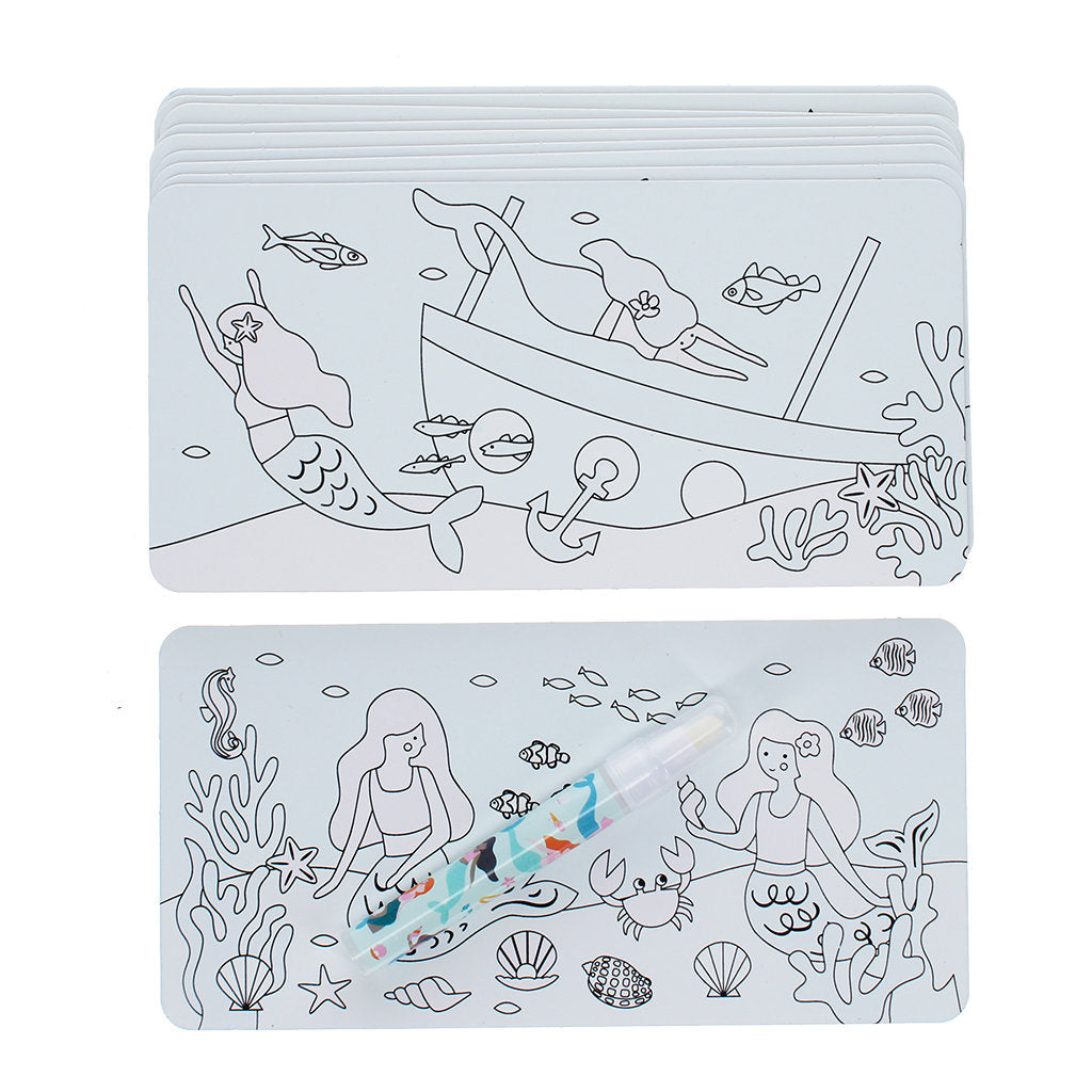 Tarjetas mágicas para colorear Mermaid Les Trouvailles de Tolède