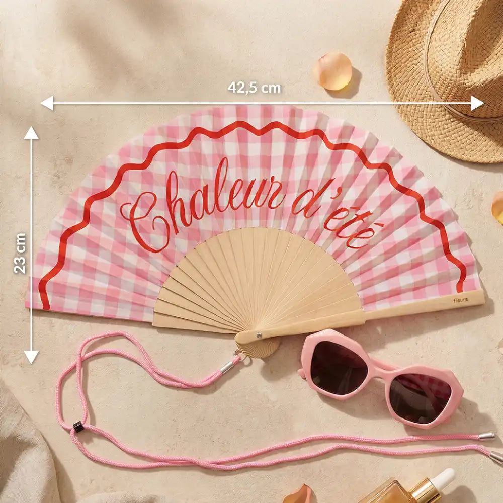 Abanico “Chaleur d’été” rosa vichy Les Trouvailles de Tolède