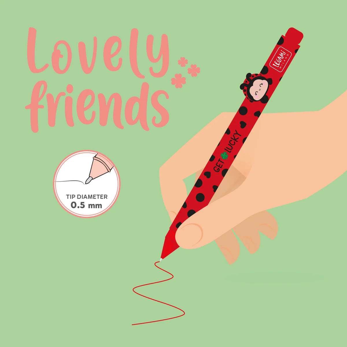 Bolígrafo de Gel Lovely Friends – Ladybug “Get Lucky” Les Trouvailles de Tolède
