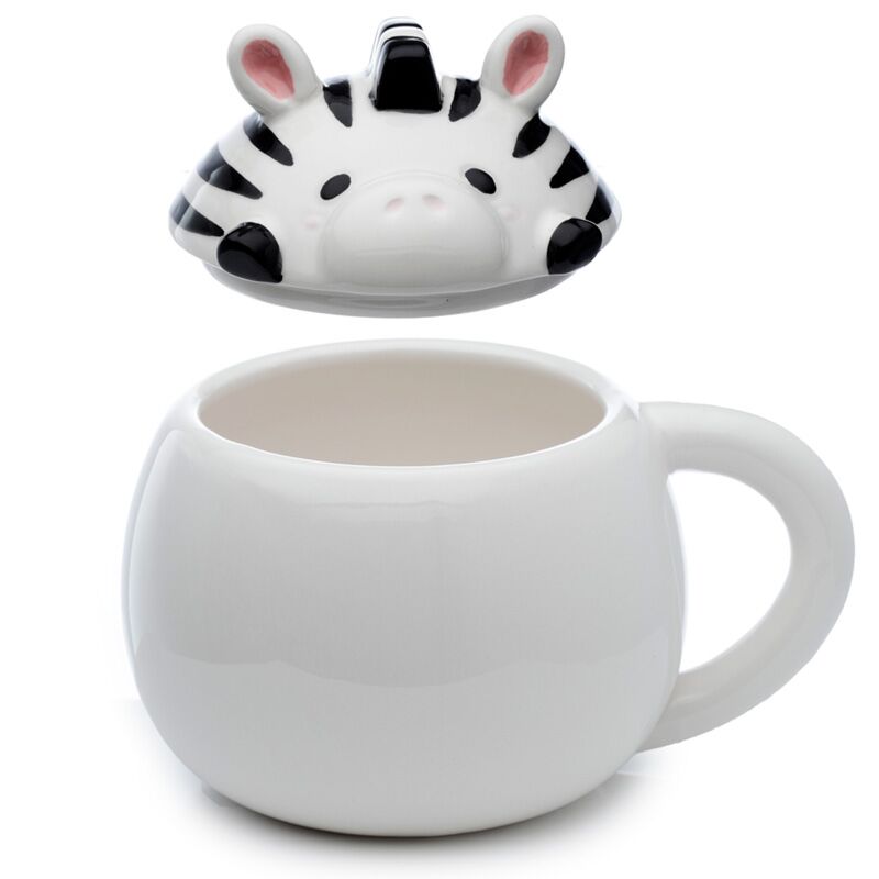 Taza con tapa de cerámica – Diseño Cebra Les Trouvailles de Tolède
