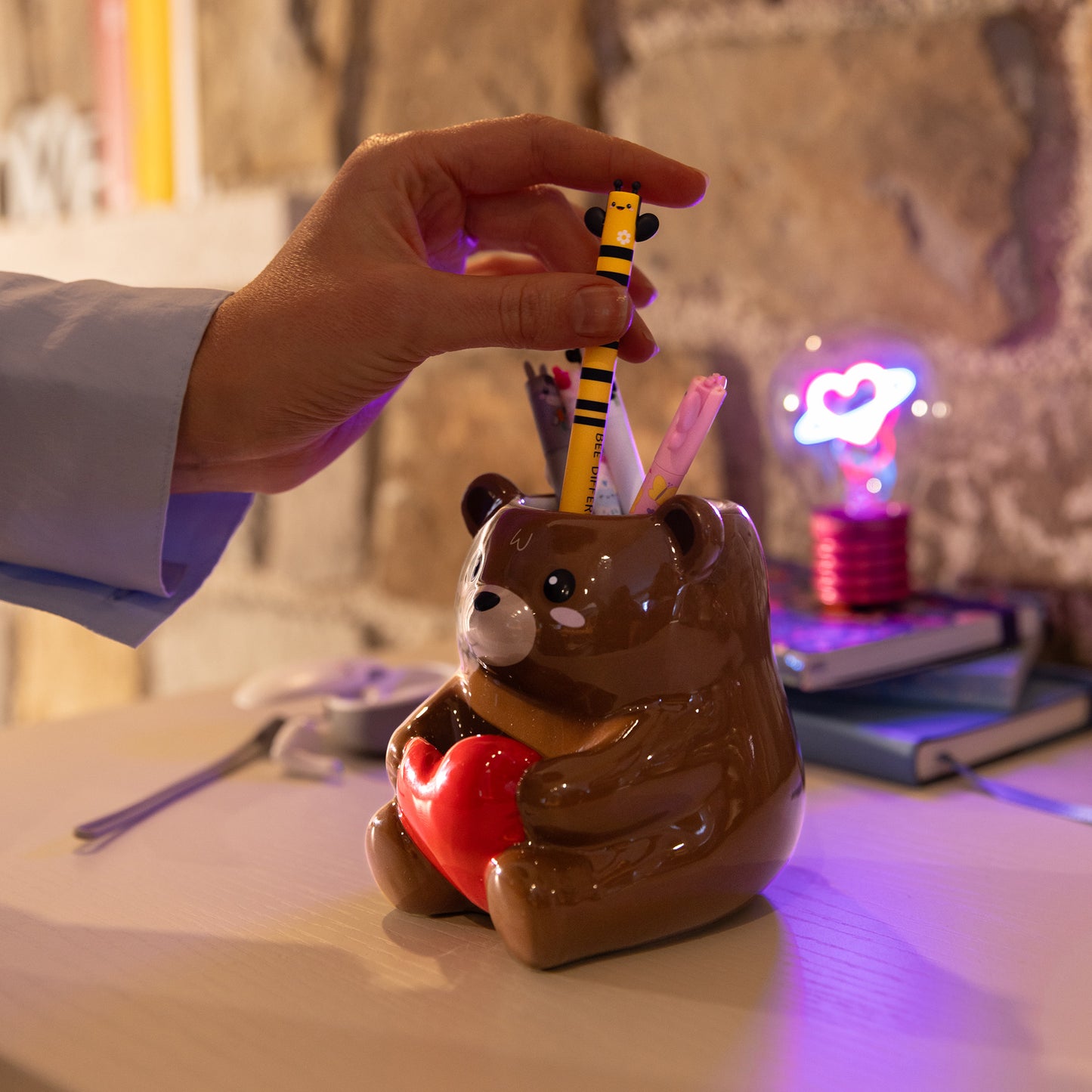 Pot à crayons en céramique Teddy Bear – LEGAMI