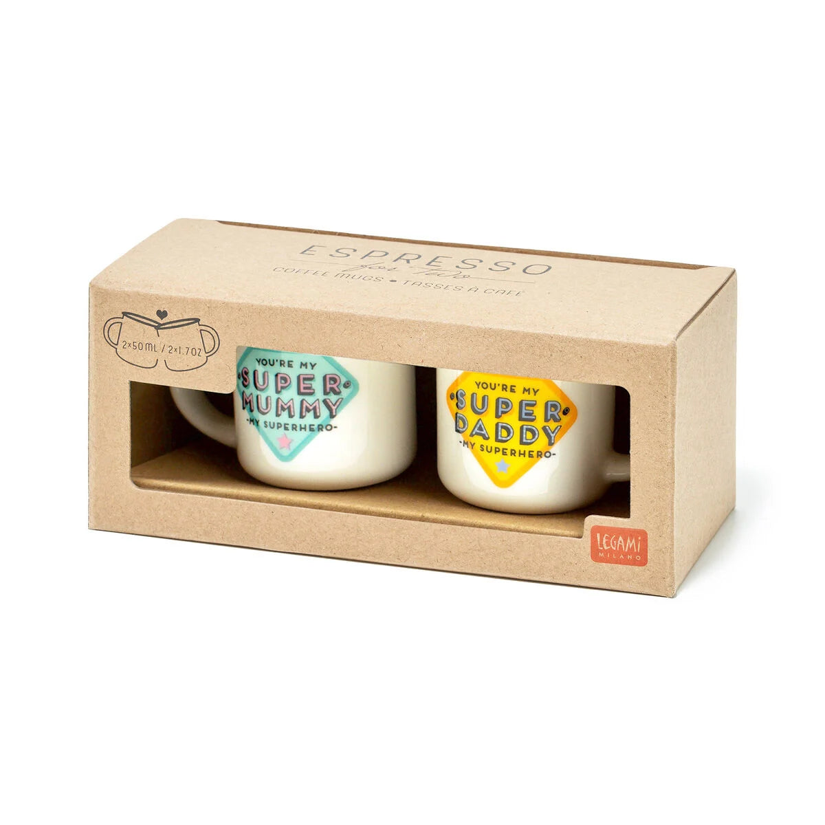 Set de 2 Tazas de Café Super Mummy & Super Daddy – Legami Les Trouvailles de Tolède
