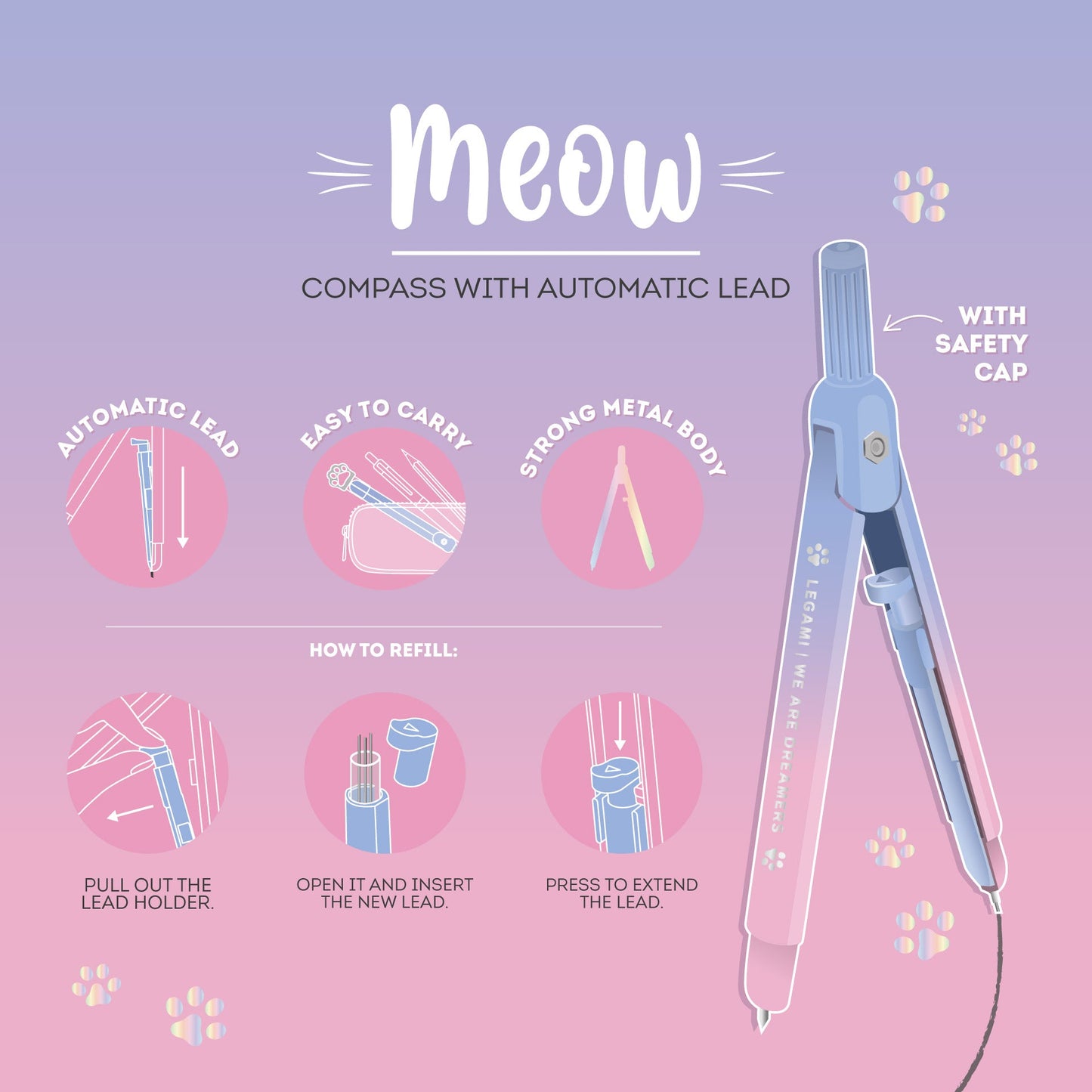 Compás con mina automática gato Les Trouvailles de Tolède