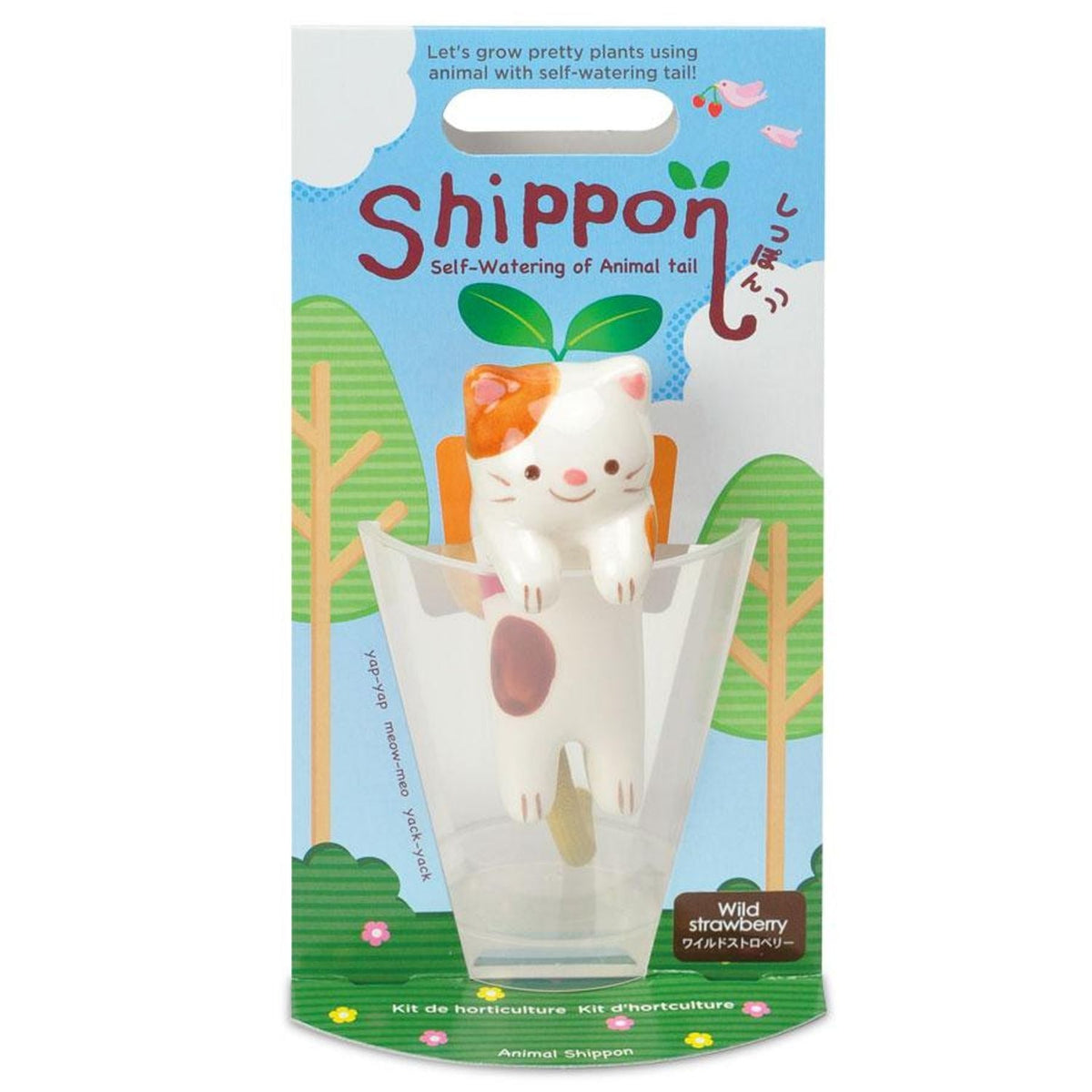 Mini Maceta Gato Auto-Riego con Fresa Silvestre Les Trouvailles de Tolède