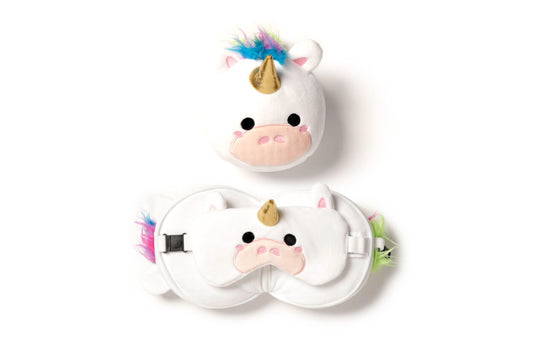 Almohada de viaje con antifaz – Unicornio