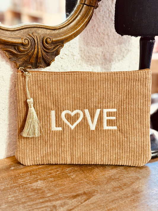 Neceser LOVE pana bronce – 14x20 cm Les Trouvailles de Tolède