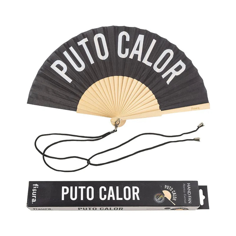 Abanico “Puto calor” negro Les Trouvailles de Tolède