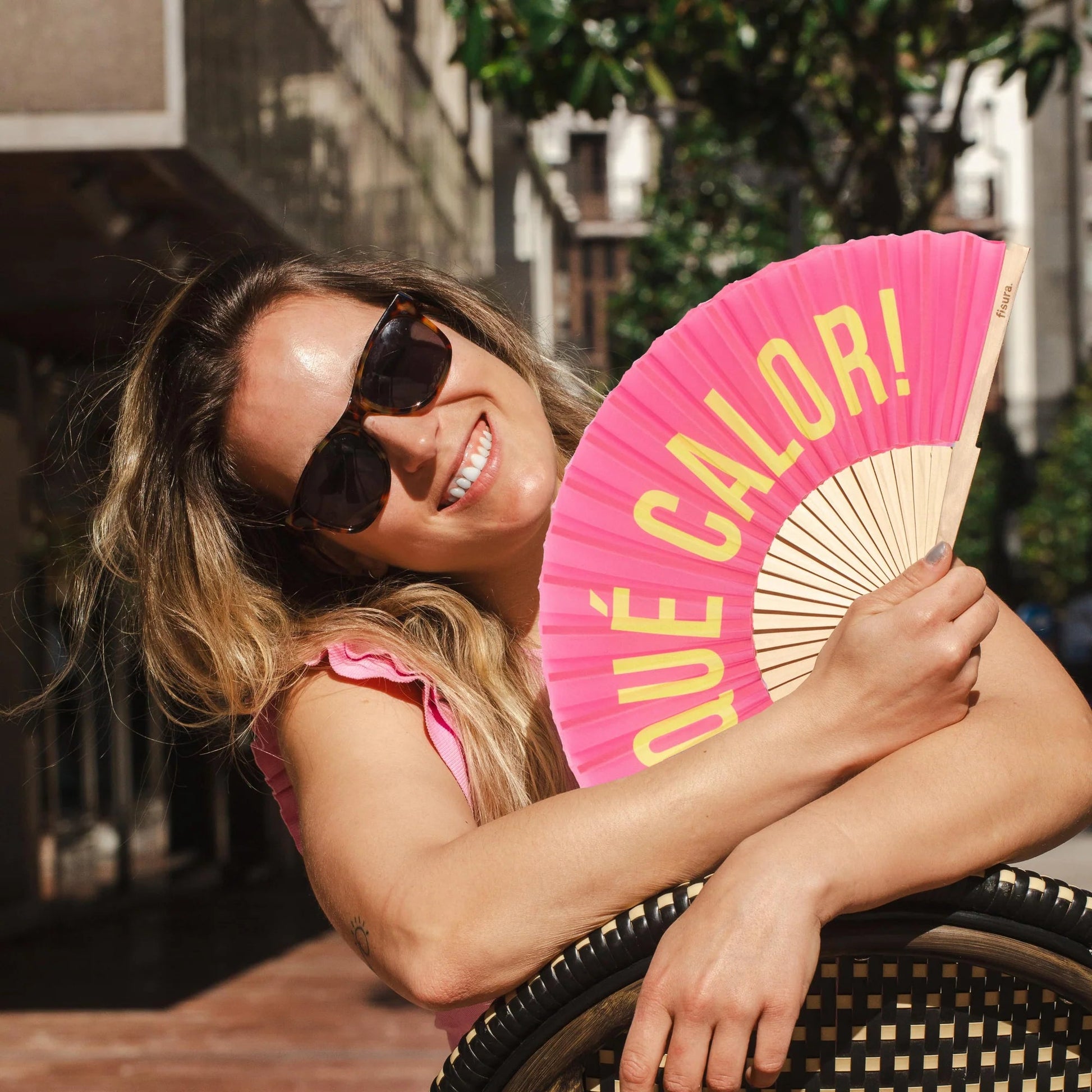 Abanico Qué calor rosa Les Trouvailles de Tolède