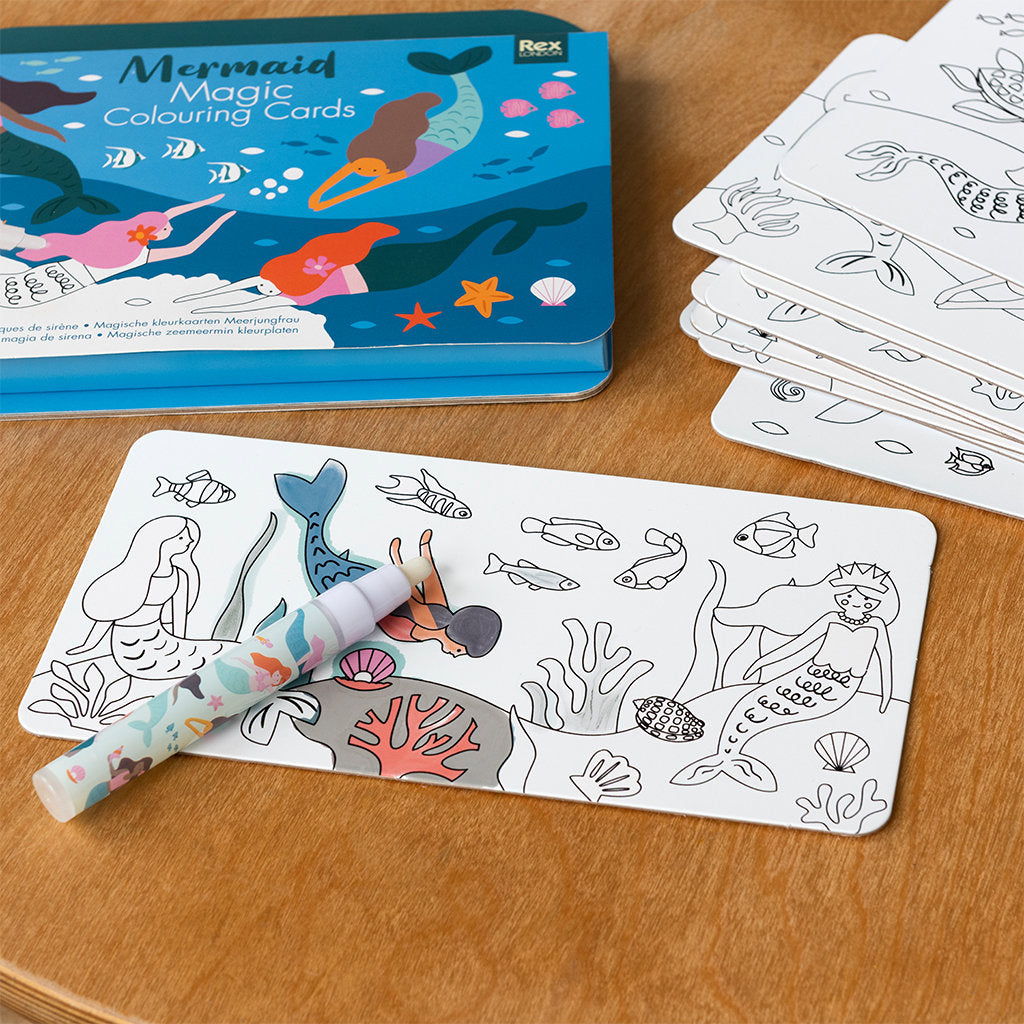 Tarjetas mágicas para colorear Mermaid Les Trouvailles de Tolède