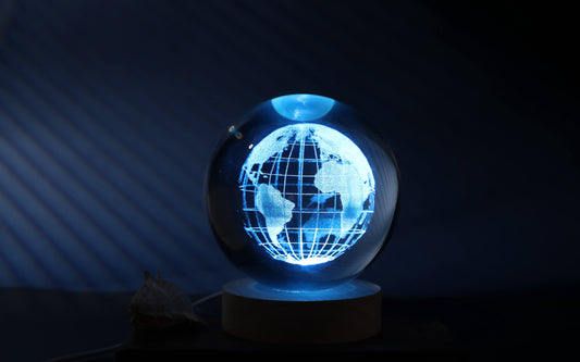 Lámpara Bola de Cristal 3D Mundo