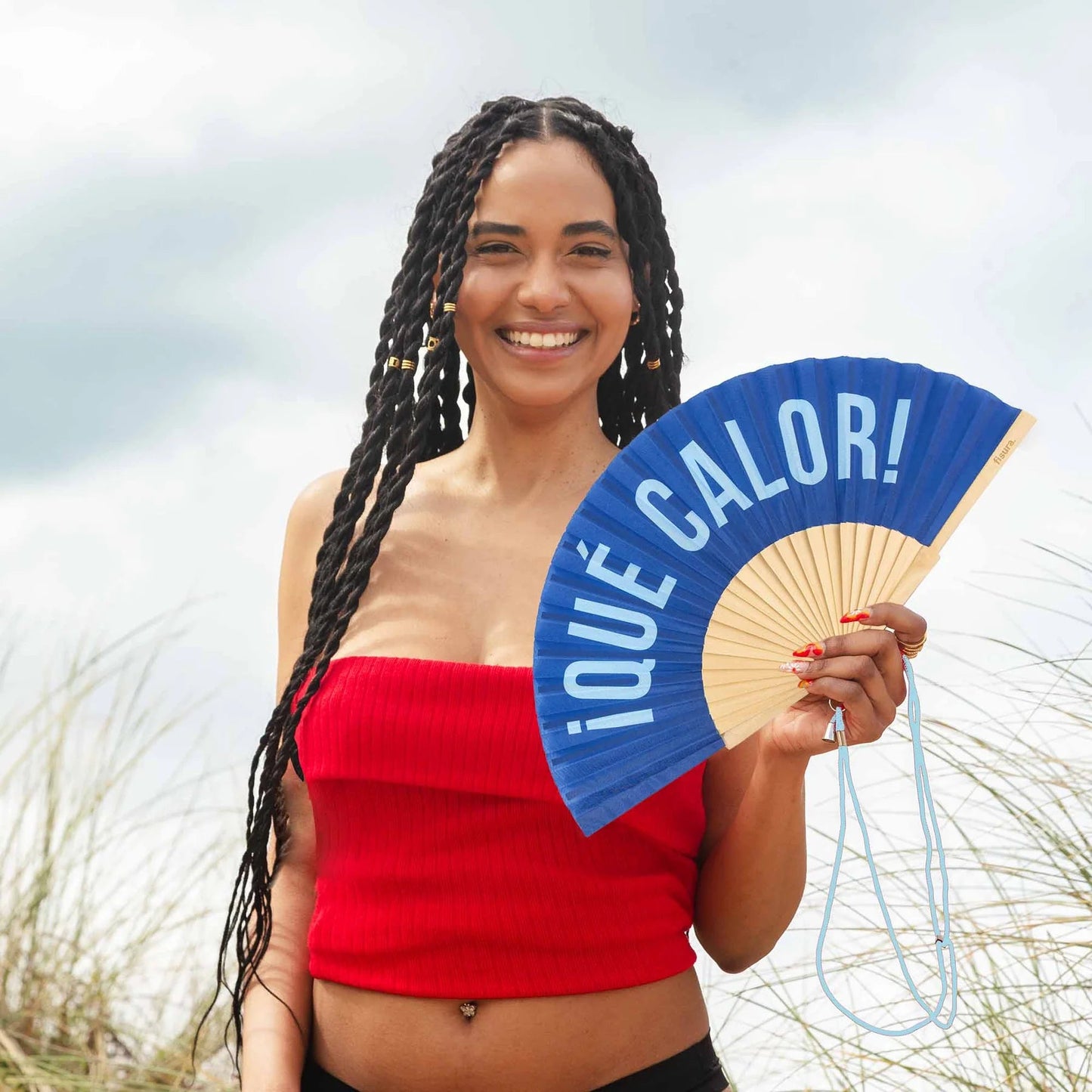 Abanico “¡Qué calor!” azul Les Trouvailles de Tolède