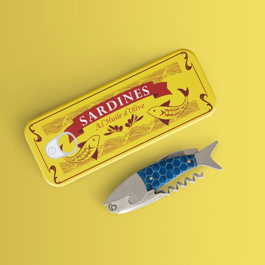 Sacacorchos sardina con caja metálica Les Trouvailles de Tolède