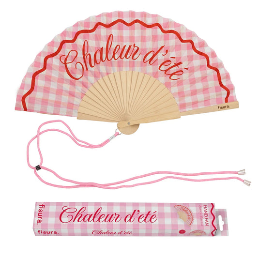 Abanico “Chaleur d’été” rosa vichy Les Trouvailles de Tolède
