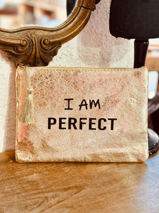Neceser I AM PERFECT metalizado dorado – 15x21 cm Les Trouvailles de Tolède
