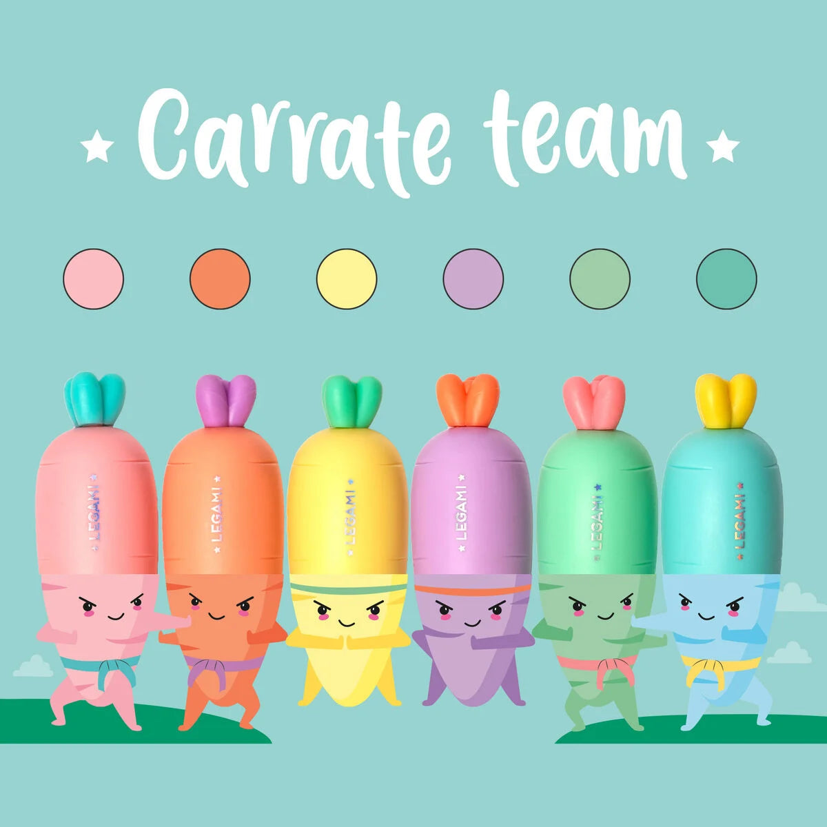 Set de 6 Mini Subrayadores Zanahoria – Carrot Team Les Trouvailles de Tolède