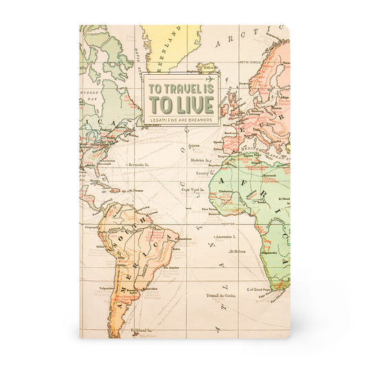 Cuaderno A5 de Hojas Blancas – Mapa del Mundo