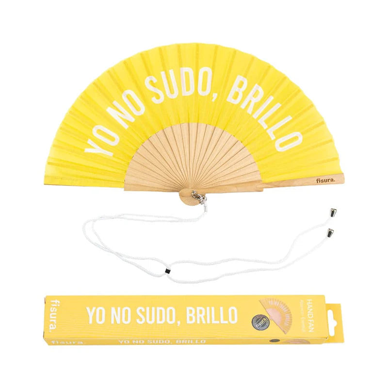 Abanico Yo no sudo, brillo amarillo Les Trouvailles de Tolède