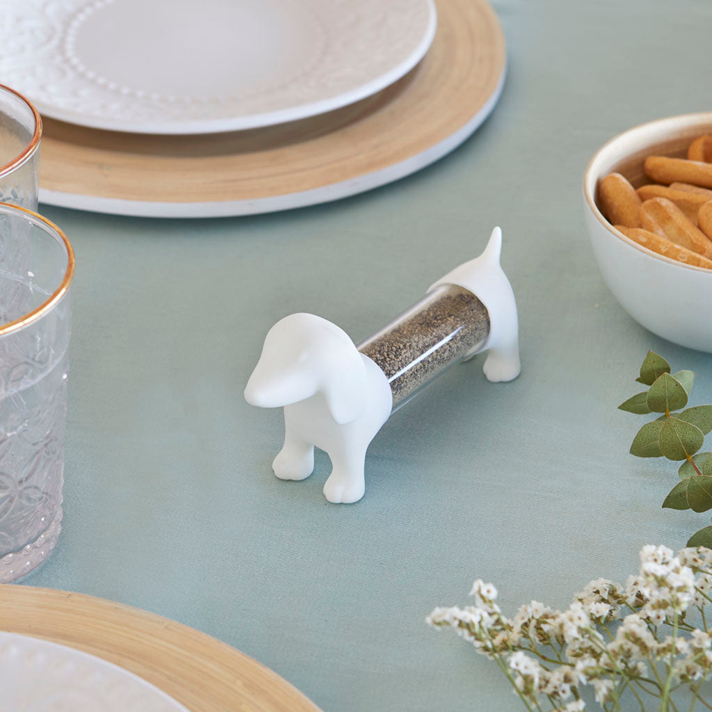 Ensemble salière et poivrière Teckel blanc