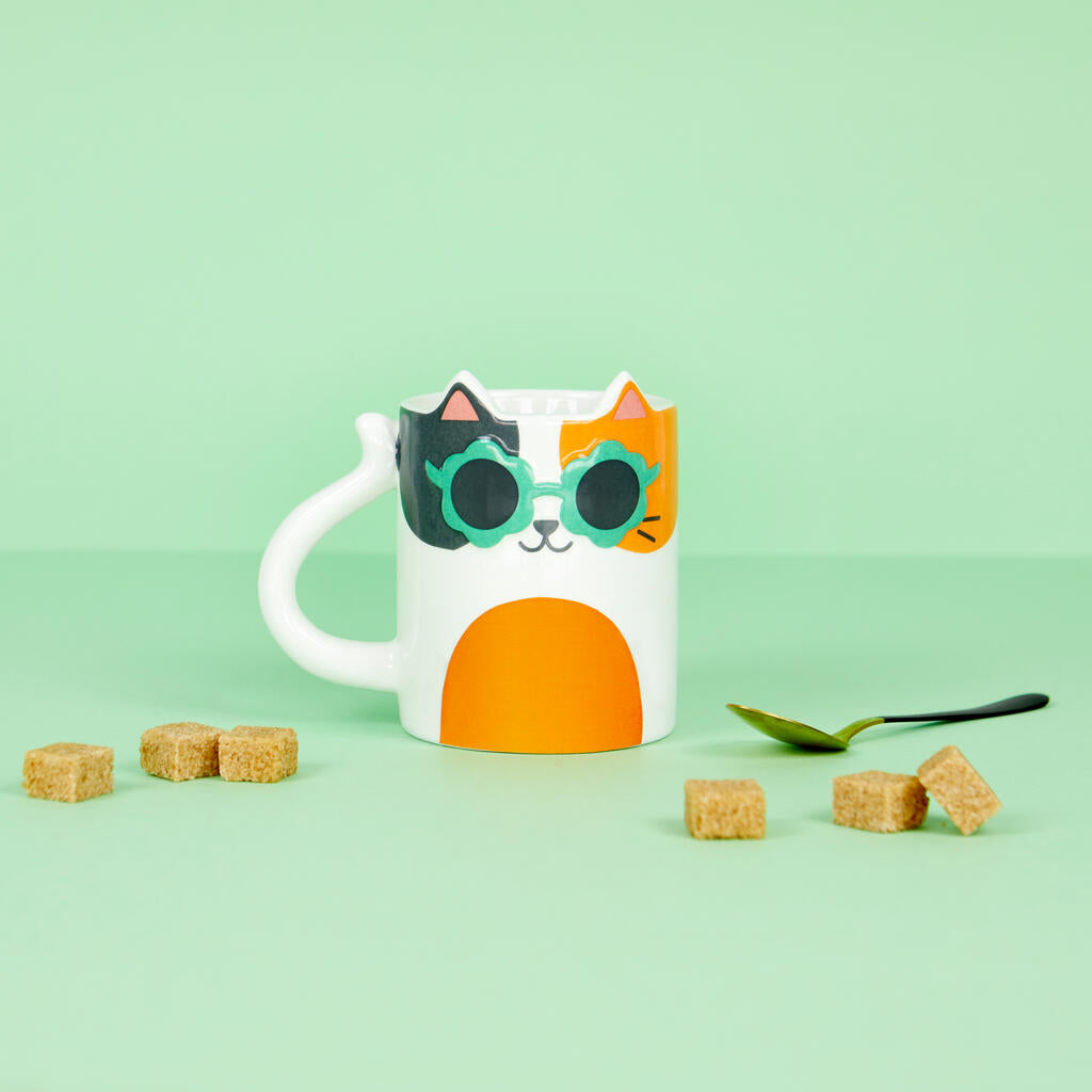 Mug gato Cool Cat Calico de cerámica Les Trouvailles de Tolède