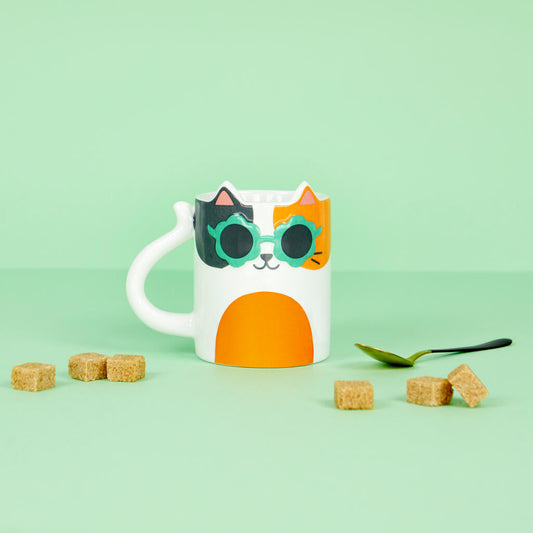 Mug gato Cool Cat Calico de cerámica Les Trouvailles de Tolède