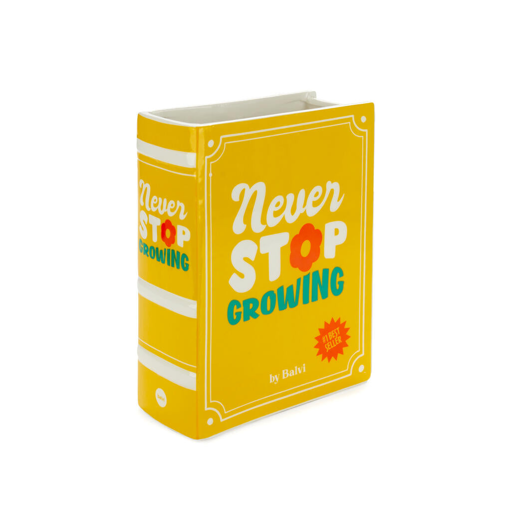 Florero Libro Cerámica Amarillo “Never Stop Growing” Les Trouvailles de Tolède