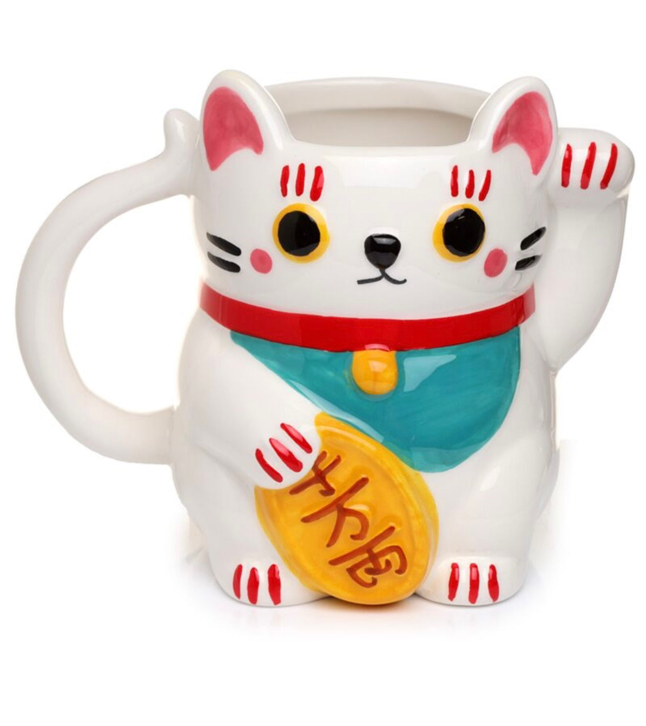 Taza gato de la suerte – Maneki Neko blanco