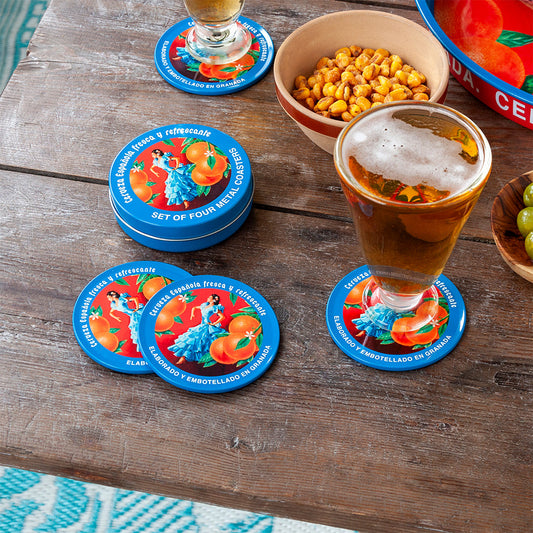 Posavasos de metal – Cerveza Española (set de 4) Les Trouvailles de Tolède