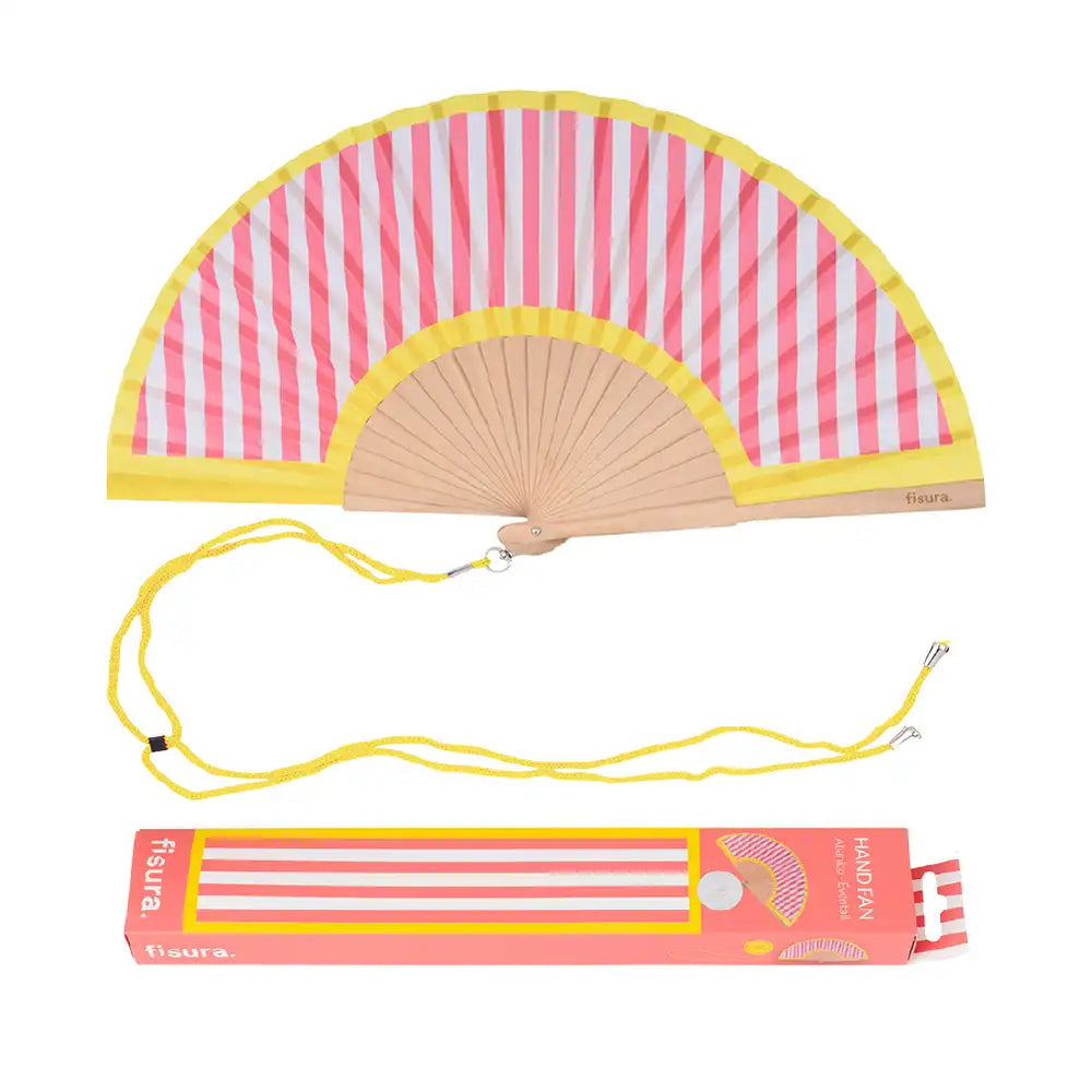 Abanico “Rayas” amarillo y rosa Les Trouvailles de Tolède