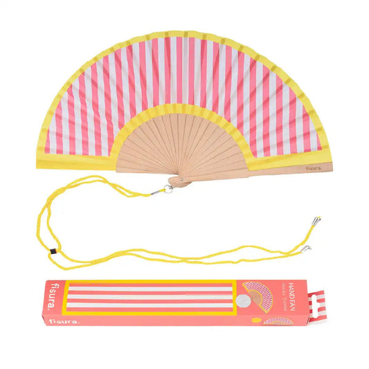 Abanico “Rayas” amarillo y rosa Les Trouvailles de Tolède