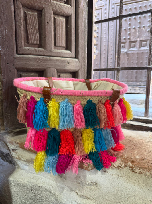 Panier tresser pompon Les Trouvailles de Tolède