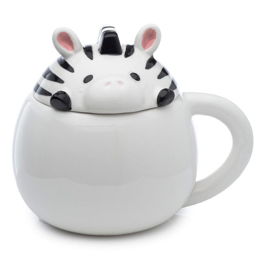 Taza con tapa de cerámica – Diseño Cebra Les Trouvailles de Tolède