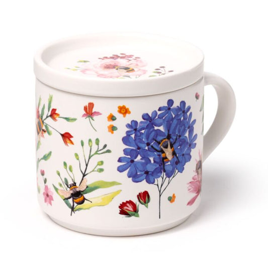 Taza flores y abejas con tapa Les Trouvailles de Tolède