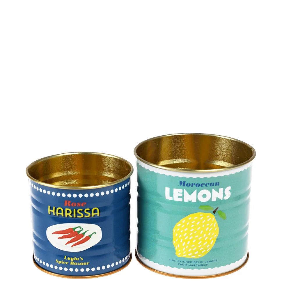 Mini latas metálicas retro (set de 2) – Limón & Harissa Les Trouvailles de Tolède